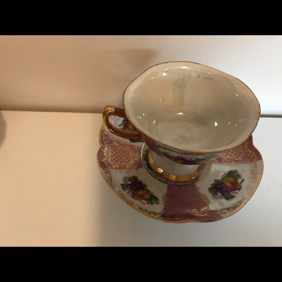 Handmade Vintage Iridescent Tea Cup Bird Feeder - Picture 2 of 5